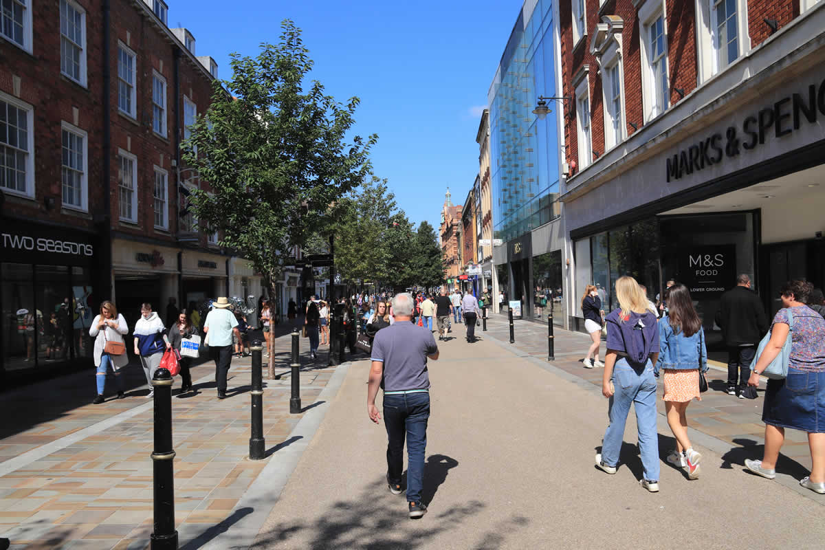 Summer Day looking down Worcester High Street