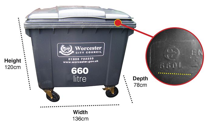 Black bin 660 litres