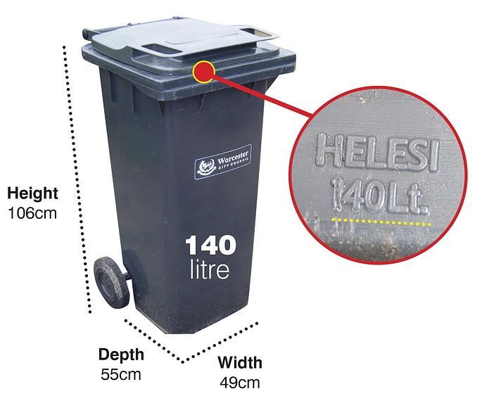 Black bin 140 litres